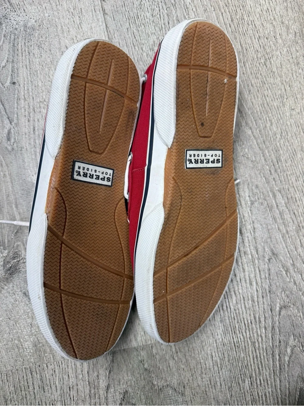 Sperry Red Canvas Men’s Boat Shoes with White Laces